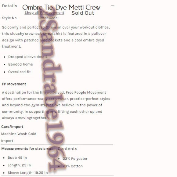 Free People FP Movement Ombre Tie-Dye Metti Crew Sweatshirt - Picture 16 of 16